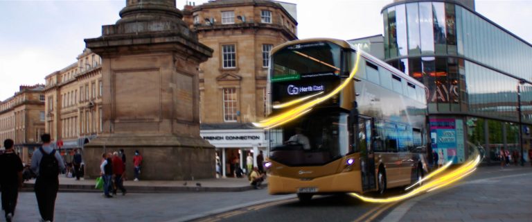 Go North East TV advert: bus in Newcastle city centre